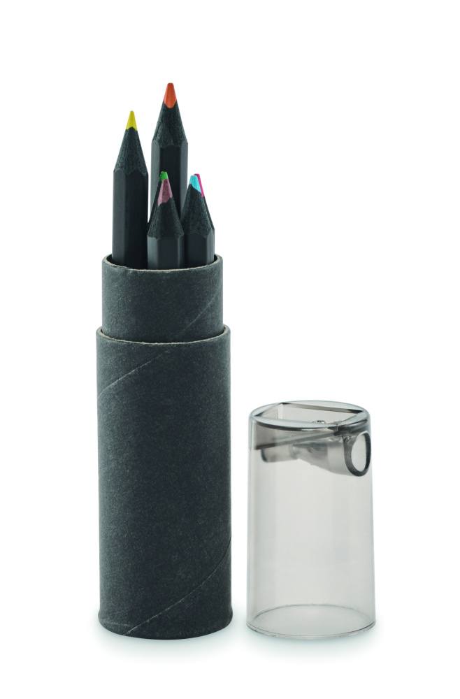 Logo trade promotional merchandise picture of: 6 black colouring pencils