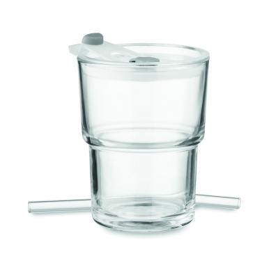 Logotrade promotional merchandise photo of: Glass tumbler with straw 400ml