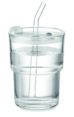 Logo trade promotional products picture of: Glass tumbler with straw 400ml