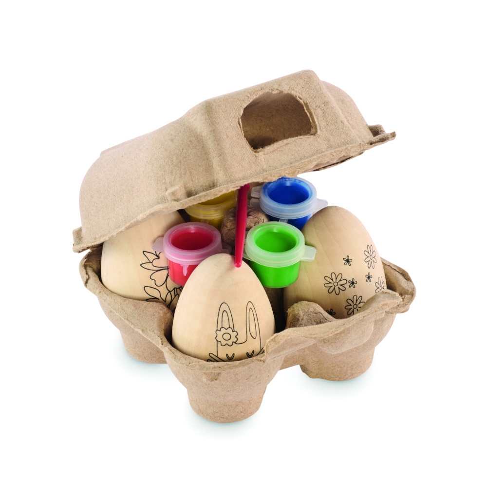 Logo trade business gifts image of: Wooden eggs painting set