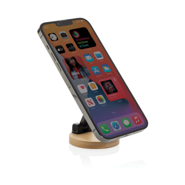 Logo trade corporate gifts picture of: Magmount RCS recycled plastic and bamboo phone stand