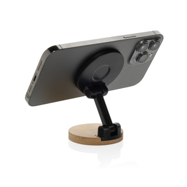 Logotrade promotional merchandise photo of: Magmount RCS recycled plastic and bamboo phone stand