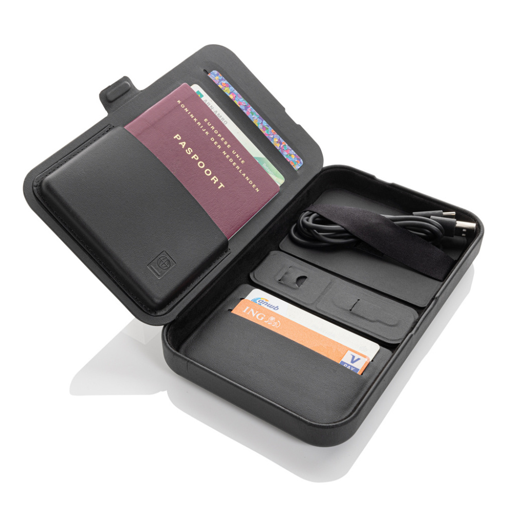 Logotrade promotional merchandise photo of: Swiss Peak RCS recycled travel case with 3 in 1 charger