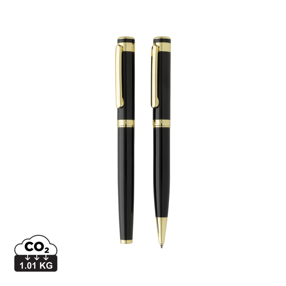 Logo trade promotional gifts picture of: Swiss Peak Luca RCS recycled brass deluxe pen set