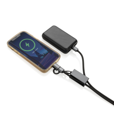 Logo trade promotional products image of: Terra RCS recycled PET phone cord with dual charge cable