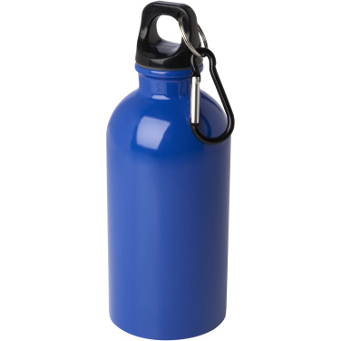 Logotrade advertising products photo of: Oregon 400 ml RCS certified single wall stainless steel water bottle with carabiner