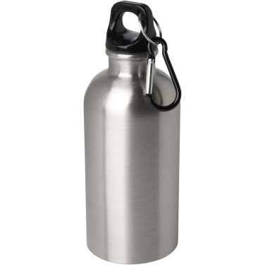 Logotrade promotional gift image of: Oregon 400 ml RCS certified single wall stainless steel water bottle with carabiner