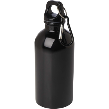 Logotrade advertising product picture of: Oregon 400 ml RCS certified single wall stainless steel water bottle with carabiner