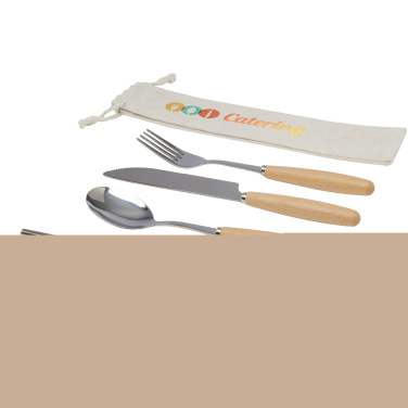Logotrade promotional gifts photo of: Root 5-piece stainless steel and beech wood cutlery set