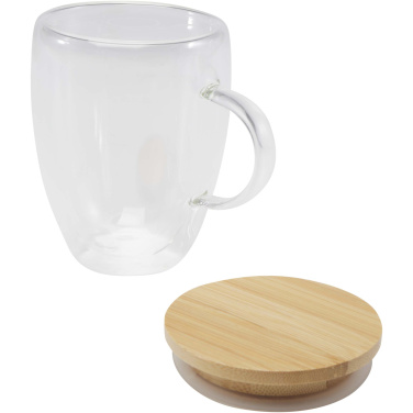 Logo trade promotional product photo of: Leona 350 ml glass cup with bamboo lid