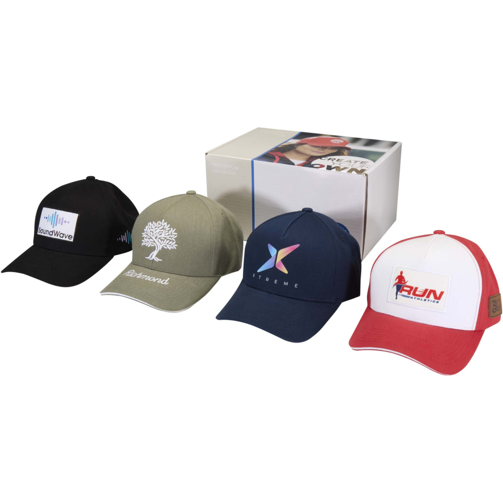 Logo trade promotional giveaways picture of: Recycled caps sample box