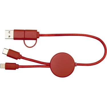 Logo trade corporate gifts picture of: Citala 5-in-1 recycled plastic 30 cm data sync and 27W fast charge cable