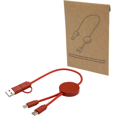 Logotrade promotional merchandise image of: Citala 5-in-1 recycled plastic 30 cm data sync and 27W fast charge cable