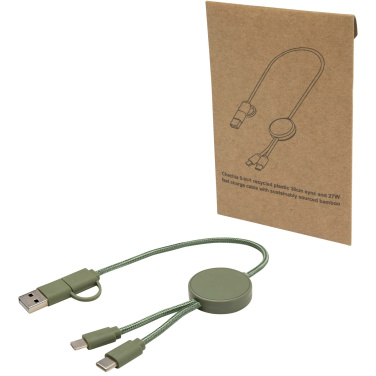 Logo trade advertising products image of: Citala 5-in-1 recycled plastic 30 cm data sync and 27W fast charge cable