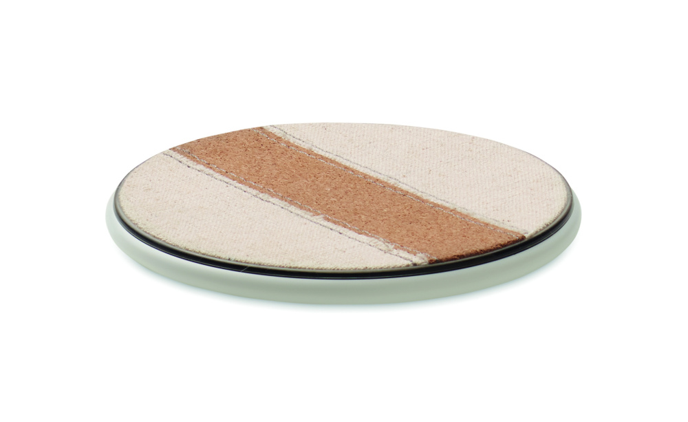 Logo trade business gifts image of: Cork wireless charger 15W