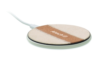 Logo trade promotional gifts image of: Cork wireless charger 15W