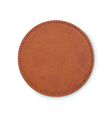 Logo trade business gifts image of: Round coaster in PU