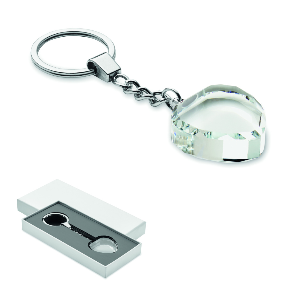 Logo trade promotional giveaways picture of: Glass heart award key ring