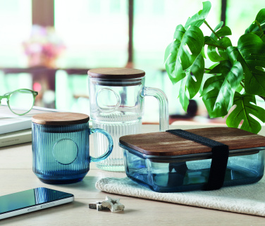 Logo trade promotional merchandise picture of: Ribbed glass mug 300ml