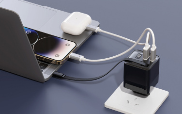 Logo trade promotional gift photo of: Urban Vitamin Mendocino 65W GaN charger retractable cable