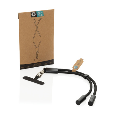 Logotrade advertising product picture of: LoopAmp RCS RPET adjustable phone wrist strap 60W cable