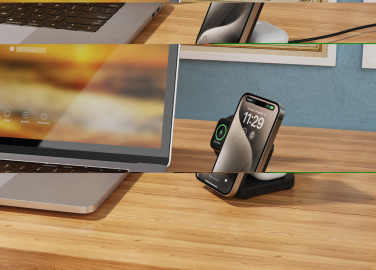 Logo trade promotional items picture of: Urban Vitamin Arcadia RCS rplastic 15W 3in1 magnetic charger