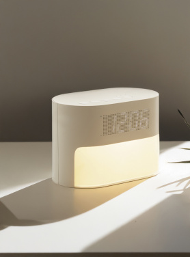 Logo trade promotional gifts picture of: LumaRise RCS reycled plastic white noise alarm clock