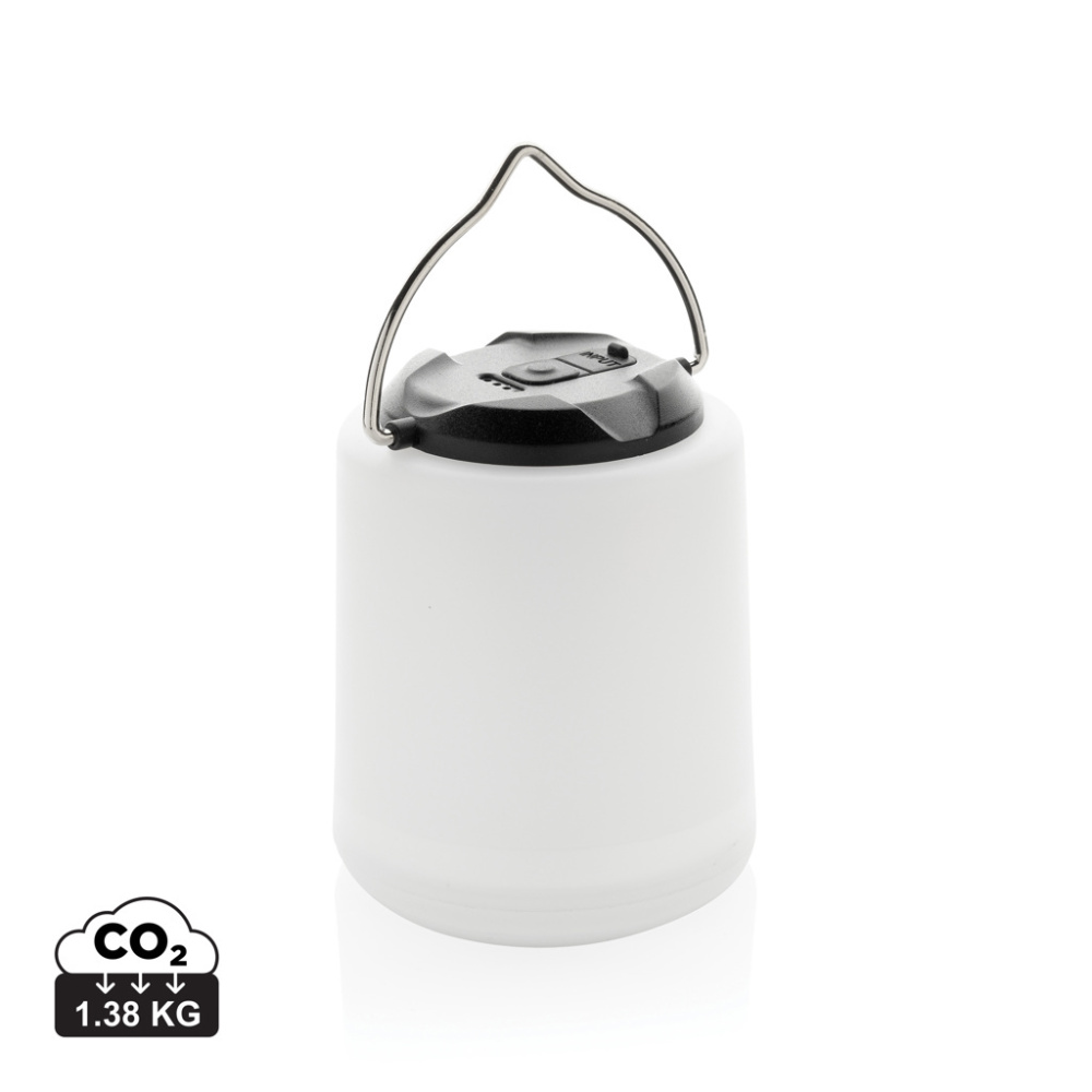 Logo trade corporate gifts picture of: Limio RCS recycled plastic portable re-chargeable table lamp