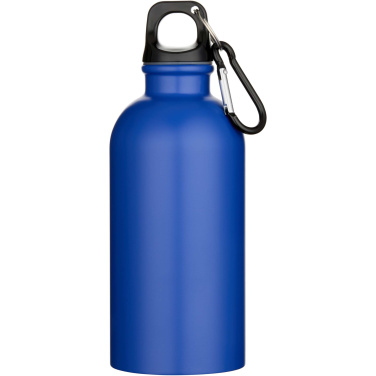 Logo trade promotional item photo of: Oregon 400 ml matte RCS recycled single wall stainless steel water bottle with carabiner