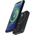 Acrab 5000 mAh 15W magnetic wireless power bank with 20W PD - made from recycled plastic, Solid black