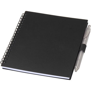 Logotrade promotional giveaway picture of: Niove recycled plastic soft cover notebook and ballpoint pen set (blue ink)