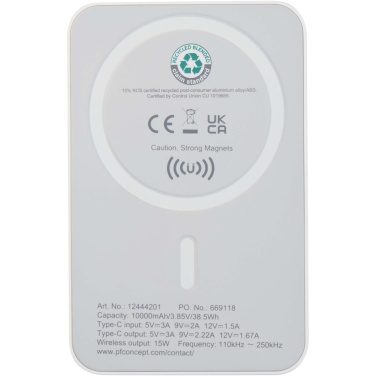Logotrade corporate gifts photo of: Acrab 10.000 mAh 15W magnetic wireless power bank with 20W PD - made from recycled plastic