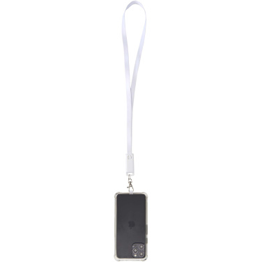 Logo trade promotional merchandise image of: Franz recycled plastic smartphone lanyard with built-in data sync and 65W fast charge 5-in-1 cable