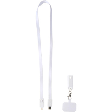 Logotrade promotional merchandise photo of: Franz recycled plastic smartphone lanyard with built-in data sync and 65W fast charge 5-in-1 cable