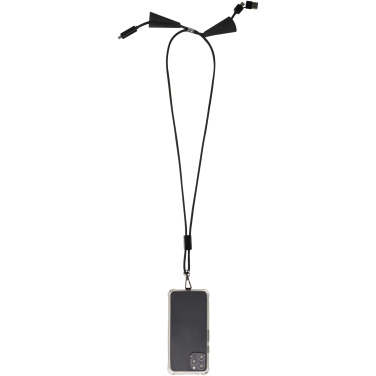 Logo trade promotional gifts image of: Funi recycled plastic smartphone lanyard with built-in data sync and 100W fast charge 5-in-1 cable