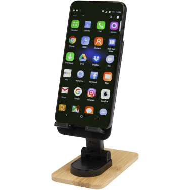 Logotrade business gift image of: Alfirk recycled plastic foldeable desk phone stand with bamboo details