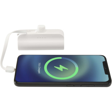 Logotrade business gifts photo of: Alnair 5000 mAh 10W recycled plastic Type-C power bank with built-in flip stand and 2-in-1 cable