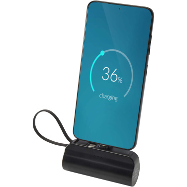 Logotrade business gifts photo of: Alnair 5000 mAh 10W recycled plastic Type-C power bank with built-in flip stand and 2-in-1 cable