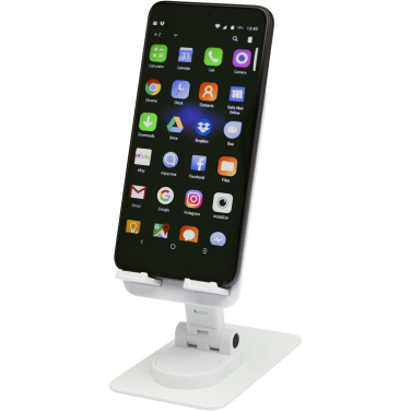 Logotrade promotional merchandise picture of: Alhena recycled plastic foldeable phone holder with metal desk stand