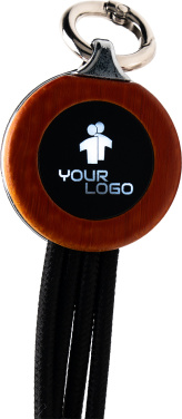 Logo trade promotional merchandise picture of: 4-in-1 cable with elighted logo in a wooden casing