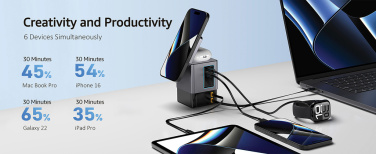 Logo trade promotional giveaway photo of: Urban Vitamin Sacramento 105W GAN charger+retractable cables