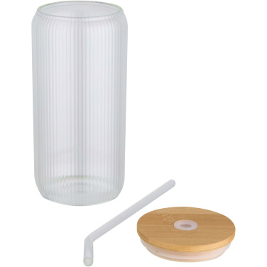 Logo trade advertising products picture of: Mirage 500 ml single-walled borosilicate glass jar with bamboo lid