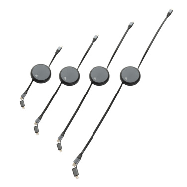 Logo trade corporate gifts image of: Terra RCS recycled aluminium retractable 240W 2-in-1 cable