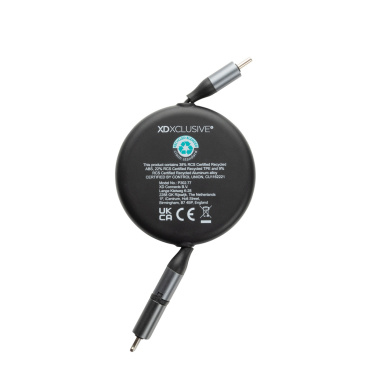 Logotrade business gift image of: Terra RCS recycled aluminium retractable 240W 2-in-1 cable