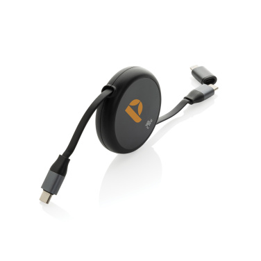 Logo trade promotional products image of: Terra RCS recycled aluminium retractable 240W 2-in-1 cable