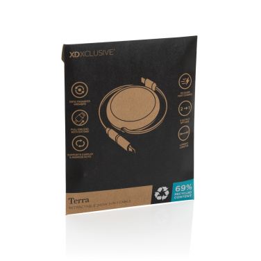 Logotrade promotional merchandise picture of: Terra RCS recycled aluminium retractable 240W 2-in-1 cable