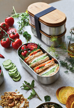 Logo trade promotional merchandise image of: Black+Blum Stainless Steel Double Bento Box