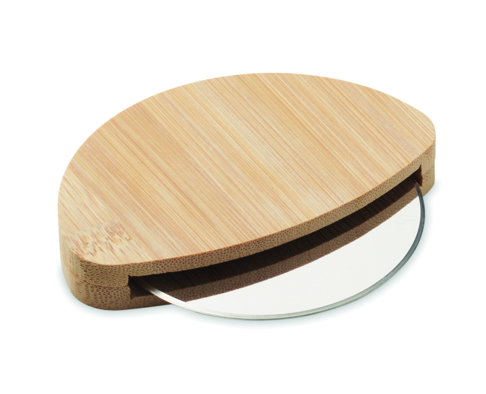 Logo trade promotional products image of: Round bamboo pizza cutter