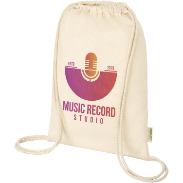 Logotrade promotional gift picture of: Odisha 100 g/m² OCS organic drawstring bag 5L