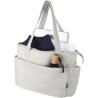 Logo trade business gifts image of: Puffer 15.6" GRS recycled laptop tote bag 18L